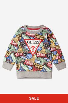 Guess Baby Boys Patches Print Logo Sweatshirt in Multicoloured