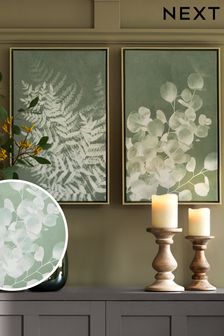 Set of 2 Green Botanical Canvas Wall Art (C01832) | £52