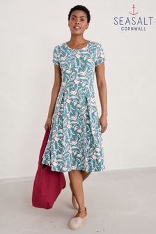 Seasalt Cornwall Teal Blue Fit And Flare Riviera Dress