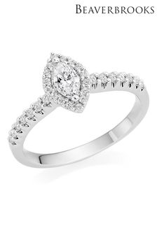 Beaverbrooks 18CT White Gold Diamond Marquise Halo Ring (C02477) | £2,000