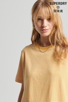 Superdry Yellow Vintage Logo Embroidered Stripe T-Shirt (C03013) | £17