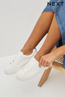 White Broderie Chunky Trainers (C03406) | £34