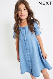 Blue Denim Ruched Sleeve Dress (3-16yrs) (C03924) | £15 - £20