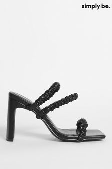 Simply Be Black Ruched Strap High Heeled Sandals (C04463) | £37