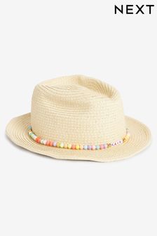 Natural Beaded Straw Cowboy Hat (3-16yrs) (C04818) | £13 - £16