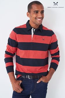 Crew Clothing Company Orange Stripe Cotton Casual Rugby Shirt (C06055) | £65