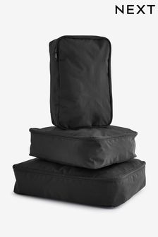 Black 3 Piece Travel Storage Pink Bags (C06427) | £22
