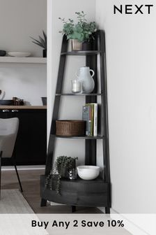 Black Bronx Oak Effect Corner Ladder Shelf (C06482) | £299