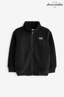 Abercrombie & Fitch Black Zip Through Borg Fleece Jacket (C07569) | £49