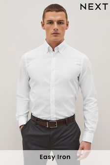 White Easy Care Slim Fit Double Cuff Oxford Shirt (C08596) | £22