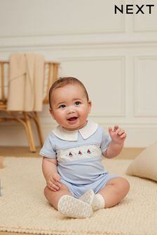 Pale Blue Baby Boat Romper (C08695) | £12 - £14