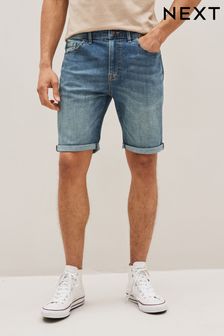 Light Blue Skinny Stretch Denim Shorts (C09603) | £22