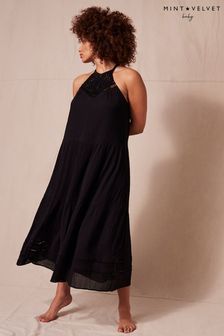 Mint Velvet Black Crochet Maxi Dress