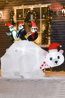 Homcom White Inflatable White Sliding Penguin Polar Bear Decoration