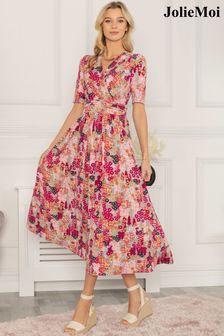Jolie Moi Orange Akayla Printed Jersey Maxi Dress (C11856) | £79