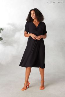 Live Unlimited Black Knotted Front Jersey Dress