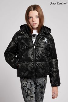 Juicy Couture Black Abstract Puffer Coat