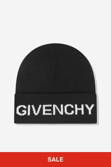Givenchy Kids Boys Knitted Logo Hat in Black