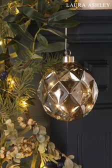 Set of 6 Black Smoked Glass LED Lit Baubles