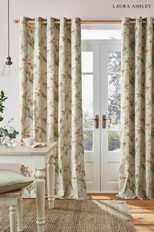 Laura Ashley Sage Green Gosford Eyelet Lined Curtains (C15195) | £60 - £205