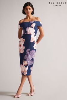 Ted Baker Lovez Blue Bardot Bodycon Dress (C15226) | £175