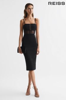 Reiss Black Luisa Knitted Bodycon Dress (C15365) | £178