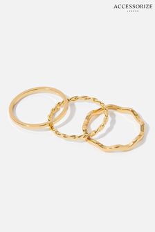 Accessorize Gold Plated Slim Ring Set