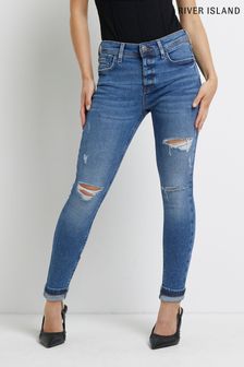 Rippeddistressed Skinny Jeans 