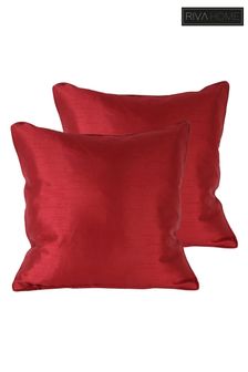 Riva Home 2 Pack Red Fiji Faux Silk Filled Cushions