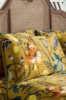 EW by Edinburgh Weavers Set of 2 Ochre Yellow Morton Timeless Tribute Floral 200 Thread Count Pillowcases