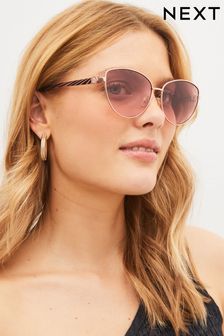 Rose Gold Cateye Arm Detail Sunglasses (C16478) | £15