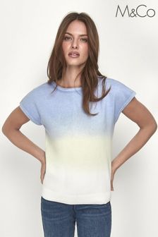 M&Co Blue Petite Ombre Knitted T-Shirt