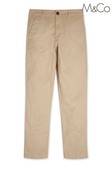 Essentials Boys' Uniform Straight-Fit Flat-Front Chino Khaki Pants 