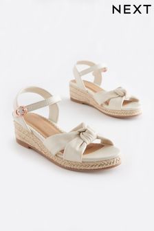 Cream Leather Standard Fit (F) Knot Detail Wedges (C18582) | £28 - £35