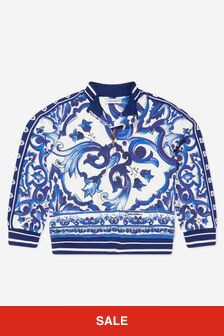 Dolce & Gabbana Kids Baby Girls Majolica Zip-Up Sweatshirt in Blue