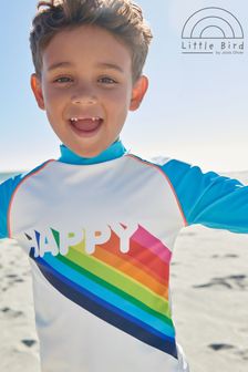 Little Bird by Jools Oliver Blue Rainbow Blue Happy Rainbow Rash Vest (C19127) | £16 - £22