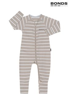 Bonds Brown Ribbed Zip Sleepsuit (C19243) | £22