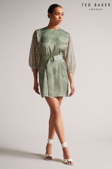 Ted Baker Green Tahnya Cotton Printed Mini Dress (C19432) | £195