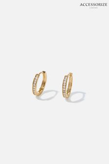 Accessorize Gold Plated Pave Huggie Hoops Earrings