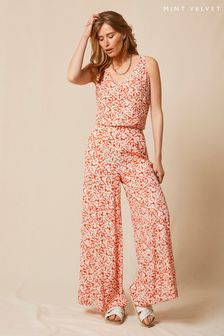 Mint Velvet Red Floral Wide Trousers