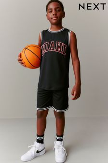 Black Miami Basketball Short And Vest Set (3-16yrs) (C21743) | £20 - £28