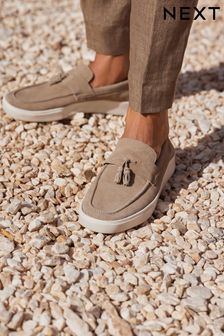 Stone Suede Tassel Loafers (C22550) | £50
