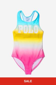 Ralph Lauren Kids Girls Colour Gradient Polo Swimsuit in Multicoloured