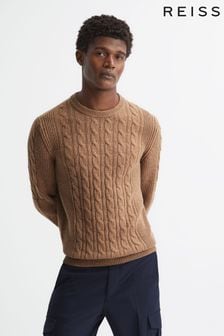 Buy Men's Jumpers Brown Cable Knitwear 