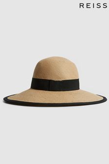 Reiss Natural Nina Raffia Woven Wide Brim Hat (C24824) | £75