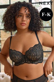 Black Ultimate Support F-K Cup Non Pad Wired Lace Bra (C26136) | £30