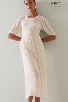 L.K.Bennett Cream Metallic Fibre Knitted Dress (C26367) | £279