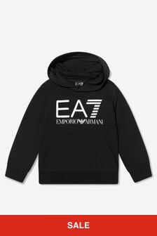 EA7 Emporio Armani Boys Chest Logo Hoodie in Black