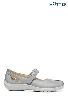 Hotter Grey Shake Wide Fit Touch-Fastening Mary Jane Shoes