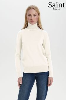 Saint Tropez Mila White Rollneck Pullover Jumper (C29118) | £30